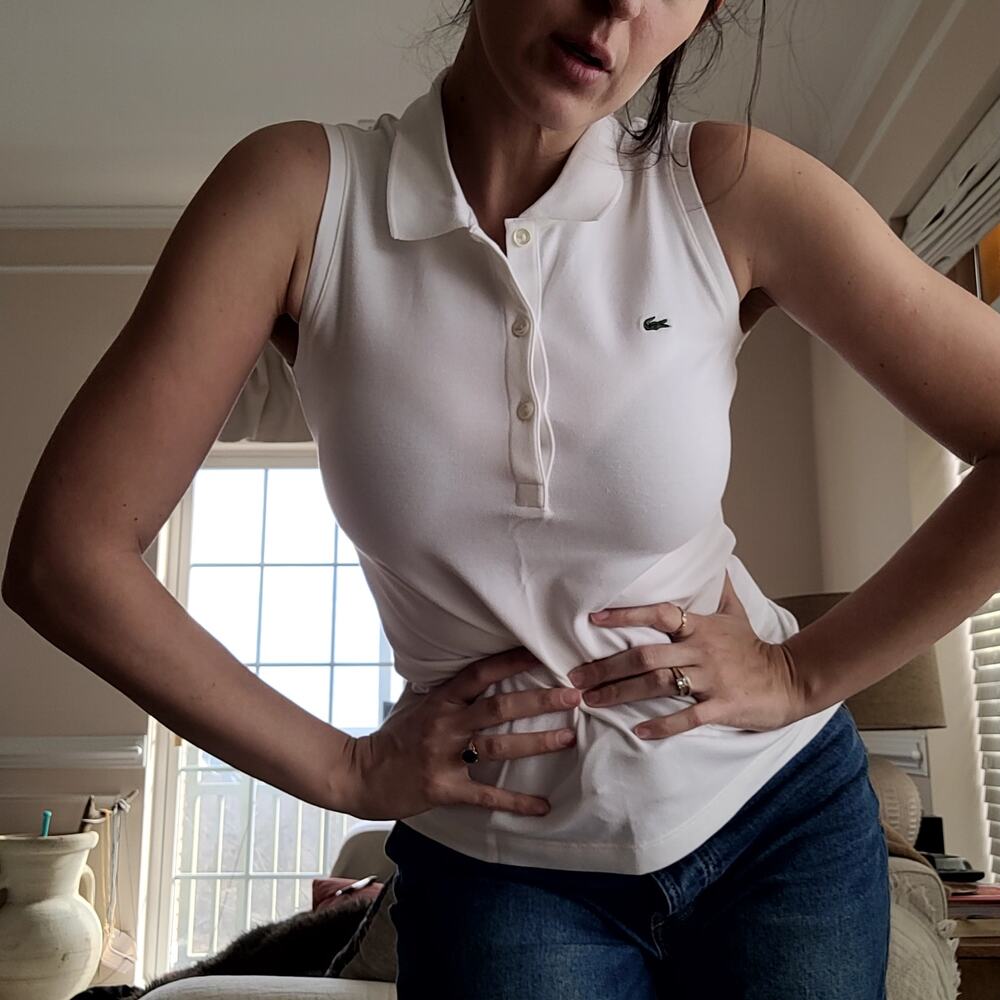 Lacoste White Sleeveless Polo Sz 36 Small